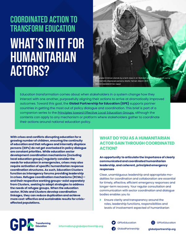 Humanitarian partners' brief