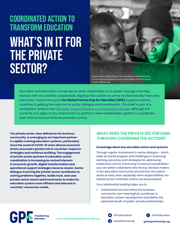 Private sector's brief